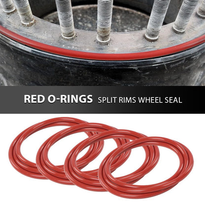 G-PLUS 4Pack Red O-Rings Wheel Seal 16.5" Compatible with All 24 Bolt Rims and 12-Bolt Military Humvee Rim Gasket M1101 M1102 Trailers