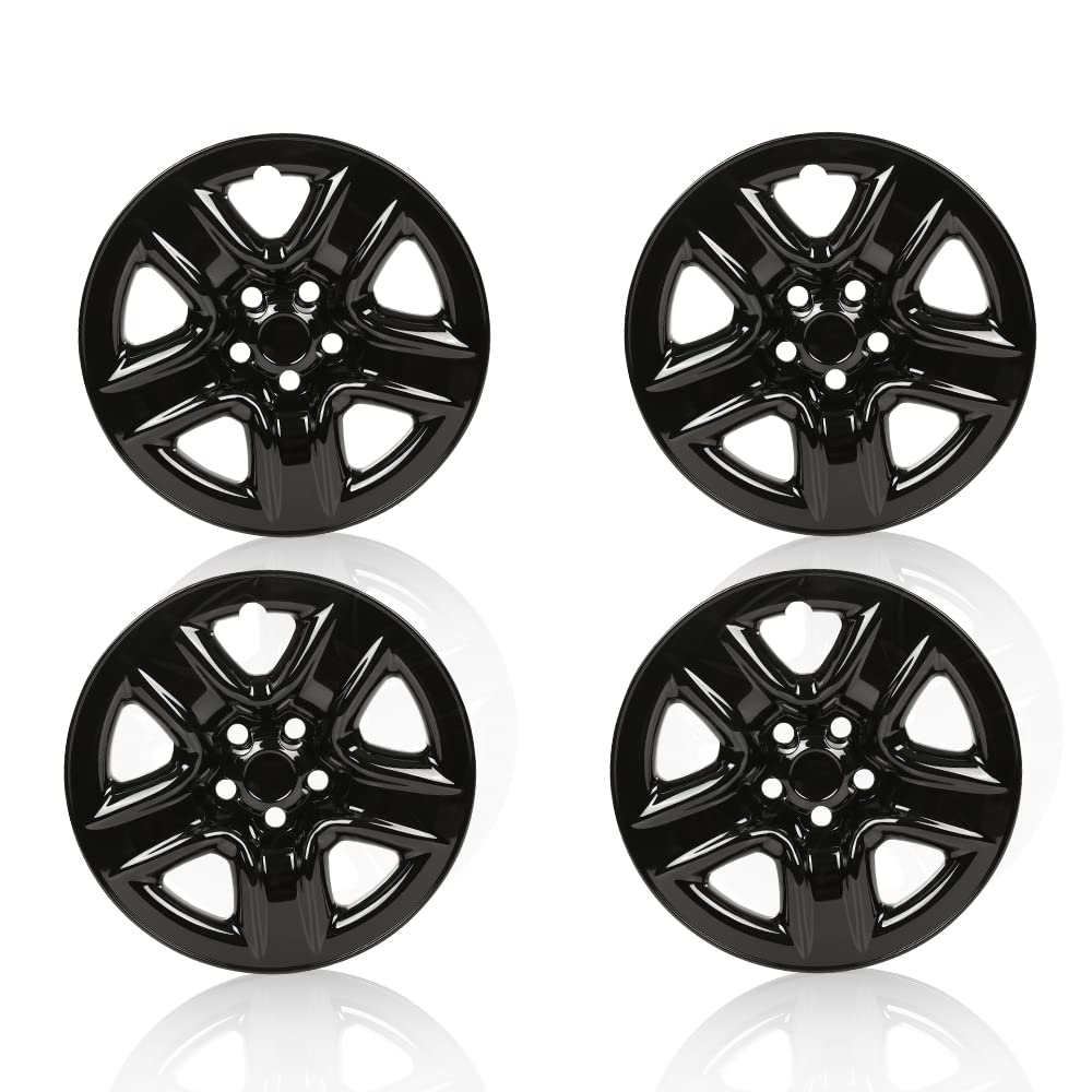 G-PLUS Wheel Skins Hub Caps Full Rim Covers 17" Compatible with 2006-2012 Toyota RAV4,Auto Tire Replacement Exterior Chrome Wheels Cap Cover with 5 Spoke Black (4PC)