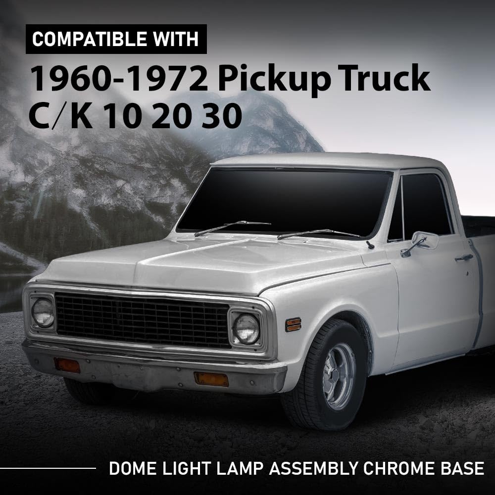 G-PLUS Dome Light Lamp Assembly LED Chrome Base Compatible with 1960-1972 Chevy GMC Pickup Truck C/K 10 20 30