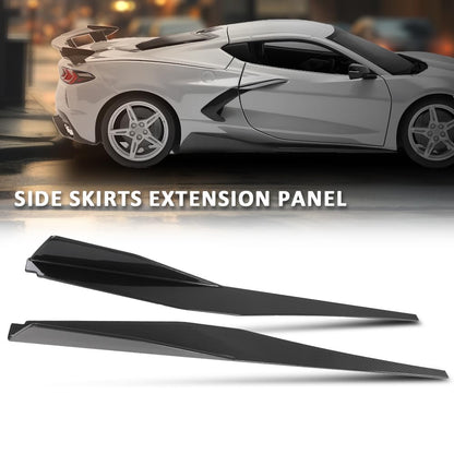 G-PLUS Side Skirts Extension Lip Splitter Compatible with Chevy Corvette C8 Stingray Z51 2-Door 2020-2023 Carbon Fiber Black