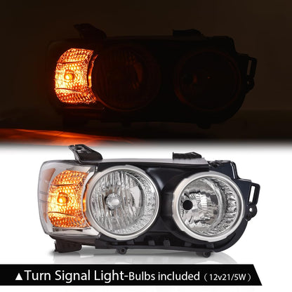 G-PLUS Headlight Assembly Compatible with Chevy Sonic 2012 2013 2014 2015 2016 Front Halogen Headlamp Passenger Right Side Clear Lens Black Housing Amber Reflector Bumper Headlamps,faros delanteros
