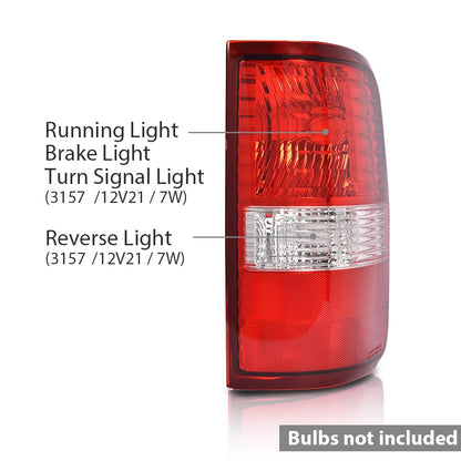 G-PLUS Tail Lights Tail Lamp Assembly w/o Bulbs Compatible with Ford F150 King Ranch, Lariat, XL 2004 2005 2006 Right Side luces traseras faros traseros 6L3Z13404BA, FO2801182 Red Lens