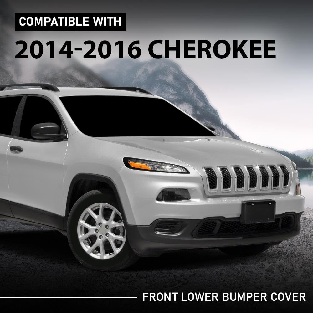 G-PLUS Front Lower Bumper Cover Compatible with Jeep Cherokee Latitude Plus 2018, Fit Jeep Cherokee (submodel: Latitude, Limited, North, Sport) 2014-2018 68203213AB, 68203213AA, CH1015119