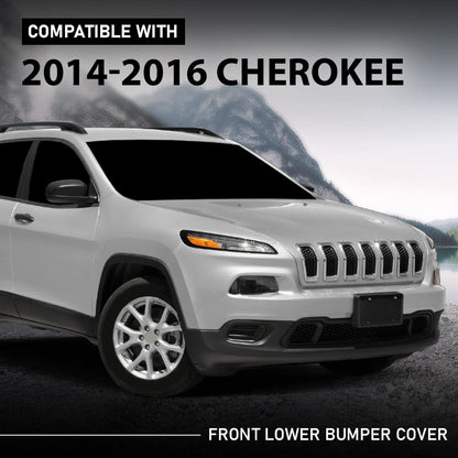 G-PLUS Front Lower Bumper Cover Compatible with Jeep Cherokee Latitude Plus 2018, Fit Jeep Cherokee (submodel: Latitude, Limited, North, Sport) 2014-2018 68203213AB, 68203213AA, CH1015119
