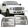 G-PLUS Headlights Compatible with Ford F250 F350 Super Duty 2005 2006 2007 Bumper Headlamps Assembly, Clear Lens Chrome Housing Clear Reflector Left Driver &Right Passenger