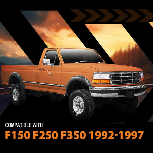 G-PLUS Front Fender Flares Pocket Bolt Compatible with Ford F150 F250 Bronco 1992-1996; Fit Ford F350 1992-1997 2 PCS Black