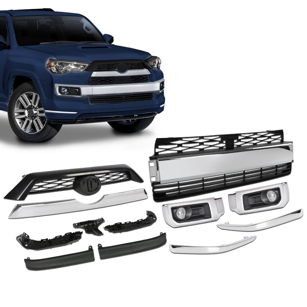 G-PLUS Front Bumper Grille Assembly Body Kits 13pcs Compatible with Toyota 4Runner Limited 2014-2019