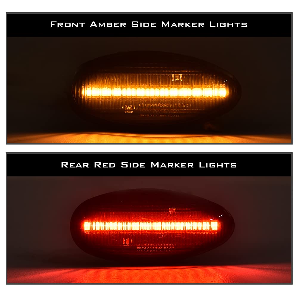 G-PLUS Side Marker Light Set Compatible with Chevy Silverado 2500HD 3500HD 2001-2014 /Fit for GMC Sierra 2500HD 3500HD 2001-2014 LED Marker Lamps Smoke Lens 4Pcs/Set 16530173 16530177