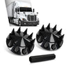 G-PLUS Front Wheel Covers 33mm Spiked Hub Axle Compatible with Semi-Trucks 22.5" and 24.5" Wheels, ABS Plastic Black Pair Semi Truck Hub Covers