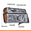 G-PLUS Headlights Assembly,Fit Chevy Colorado/GMC Canyon 2004-2012,Fit Isuzu i-280 i-350 2006/Isuzu i-290 i-370 2007-2008 Headlamps, Smoky Lens Chrome Housing Amber Reflector,faros delanteros
