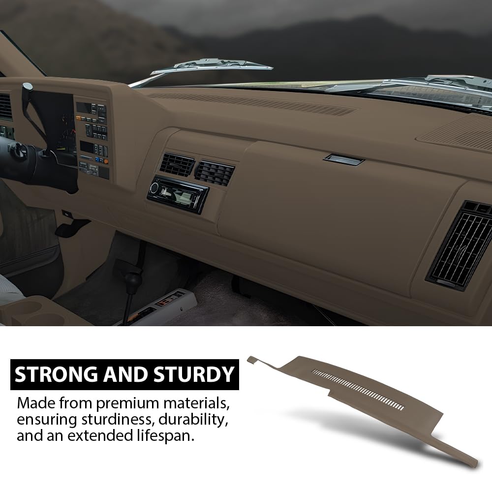 G-PLUS TPE Dash Cover Dashboard Panel Beige Compatible with Chevy Blazer GMC Yukon 1992-1994, Fit Chevy & GMC C1500 C2500 C3500 K1500 K2500 K3500 1988-1994