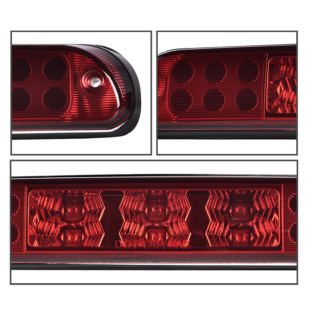 G-PLUS Rear LED Third Brake Light Compatible With Ford F250 F350 F450 F550 Super Duty 1999-2015,(NOT FOR Harley-Davidson Edition), 3rd Stop Lamps,Red Lens Chrome Housing