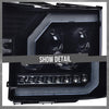 G-PLUS LED DRL Headlights Assembly Compatible with GMC Sierra 1500 2007-2013/Fit GMC Sierra 2500HD 3500HD 2007-2014 Smoky Lens Black Housing Clear Reflector Left & Right Headlamps,faros delanteros