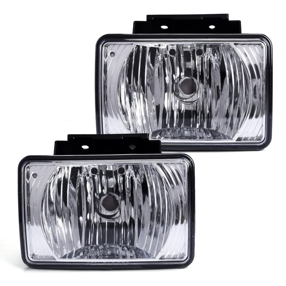 G-PLUS Clear Lens Front Bumper Fog Lights Assembly Compatible With Chevy Colorado/GMC Canyon | 06-08 Isuzu i-Series Clear Driving Fog Lamp Replacement Pair Left+Right