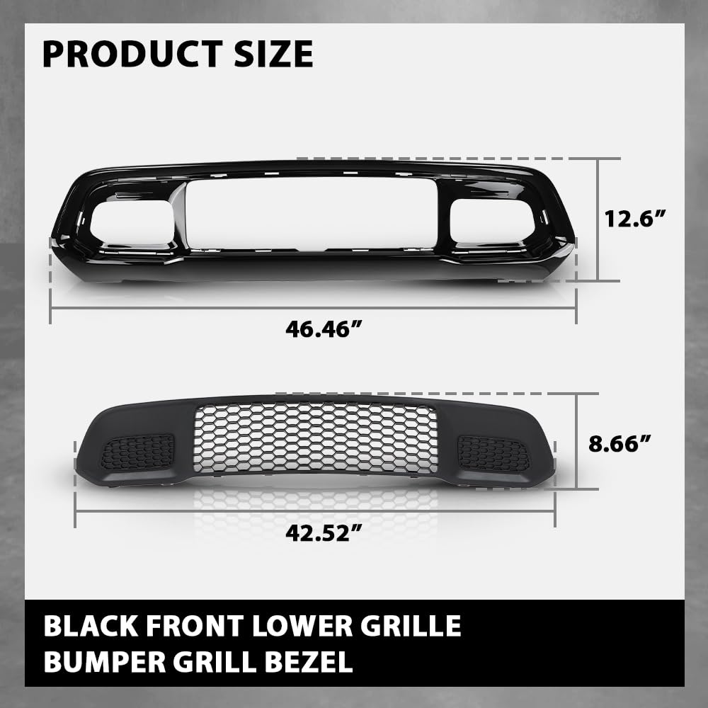G-PLUS Front Lower Grille & Bumper Grill Bezel Compatible with Jeep Grand Cherokee 2017-2022 Black 5ZM53SZ0AA