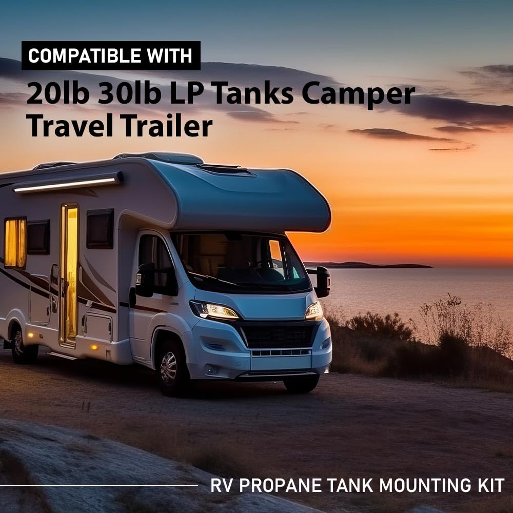 G-PLUS RV Propane Tank Mounting Kit for 20lb 30lb LP Tanks Camper Travel Trailer (Rod Size Increased 2") Propane Tank Holder Dual RV Propane Tank Black