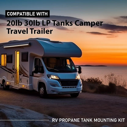 G-PLUS RV Propane Tank Mounting Kit for 20lb 30lb LP Tanks Camper Travel Trailer (Rod Size Increased 2") Propane Tank Holder Dual RV Propane Tank Black