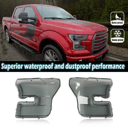 G-PLUS Headlights Headlamps Cover Left+Right Smoke Compatible with 2015-2017 Ford F150 FO2502335, FO2503335, FO2502344