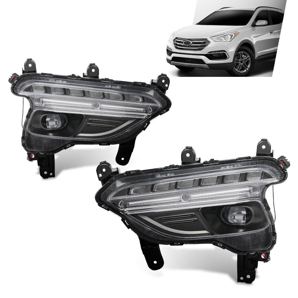 G-PLUS Front LED Fog Lights Left Right Side Pair Compatible with Hyundai Santa Fe Sport 2017-2018 922014Z510, 922024Z510