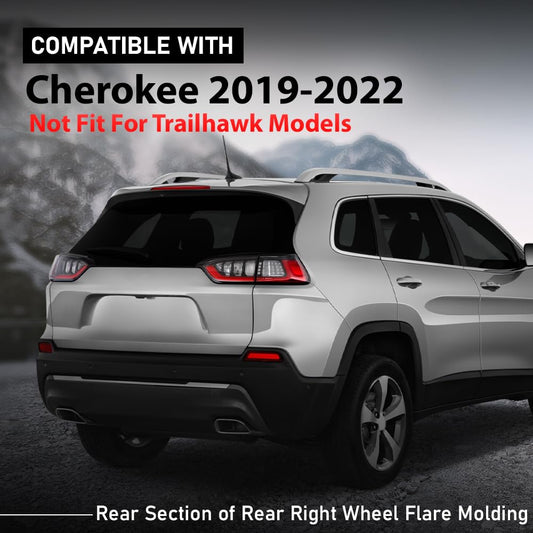 G-PLUS Rear Right Fender Flare Compatible with Jeep Cherokee 2019-2022 Not Fit Trailhawk Models Wheel Opening Molding Arch Trim 68316002AD, 68316006AB Black