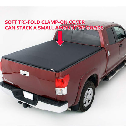G-PLUS T3 Tri-Fold Soft Truck Tonneau Cover Replacement for 2005-2015 Toyota Tacoma Pickup | Double Cab 6Ft Short Bed | for Only Fleetside/Styleside Bed Models