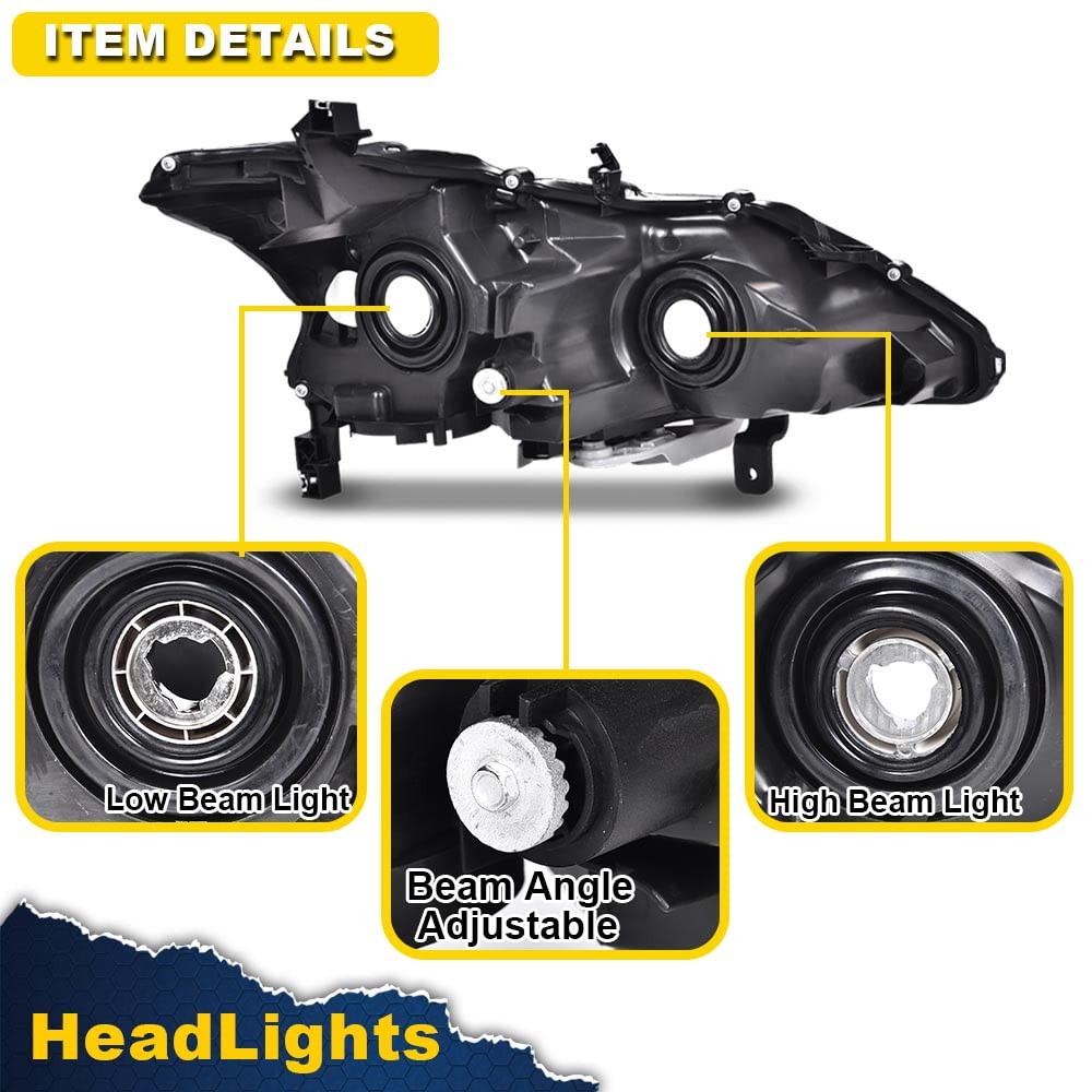 G-PLUS Headlights Compatible With 2013 2014 2015 Nissan Altima 4-Door Sedan Factory Style Automotive Halogen Model Headlamps (Smoky Lens Black Housing Amber Reflector),faros delanteros