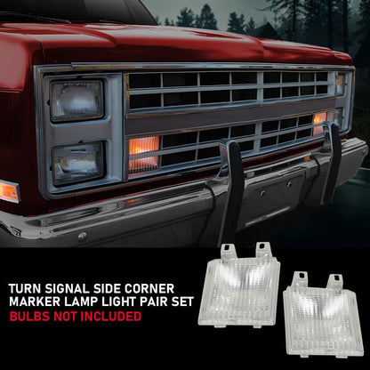 G-PLUS Turn Signal Light Side Corner Marker Lamp Left and Right Side Compatible with Chevy Blazer 1987-1988/Fit 1983-1986 GMC C1500 C2500 C3500 1983-1986/Fit GMC Jimmy 1983-1988 GM2520110 GM2521110