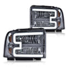 G-PLUS LED Headlights Compatible with Ford F250 F350 F450 F550 Super Duty 2005-2007 DRL BAR Headlamps Smoky Lens Chrome Housing Amber Reflector,faros delanteros