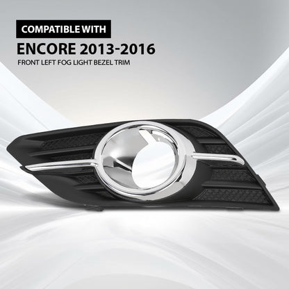 G-PLUS Front Left Driver Bumper Insert Fog Light Bezel Trim Compatible with Buick Encore 2013 2014 2015 2016 GM1038172, 95470236 Chrome Black