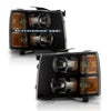 G-PLUS LED DRL Headlights, Fit Chevy Silverado 2007-2013/Fit Chevy Silverado 2500 HD 3500 HD 2007-2014,NOT Fit 07 Old Body Classic Headlamps, Clear Lens Black Housing Amber Reflector,faros delanteros