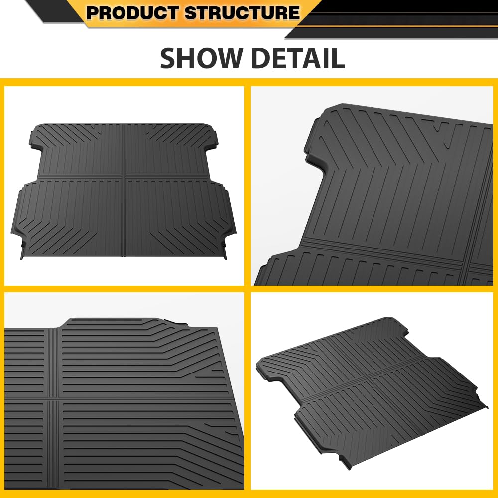 TPE Trunk Bed Mat Cargo Liner, Compatible with Honda Ridgeline 2017-2024 with 5.3FT Bed, Vehicle Interior Accessories, All Weather Full Cover Protection
