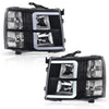 G-PLUS LED Headlights, Fit Chevy Silverado 1500 2007-2013/Fit Chevy Silverado 2500 HD 3500 HD 2007-2014 DRL Bumper Corner Headlamps W/o Bulbs Clear Lens Black Housing Clear Reflector,faros delanteros