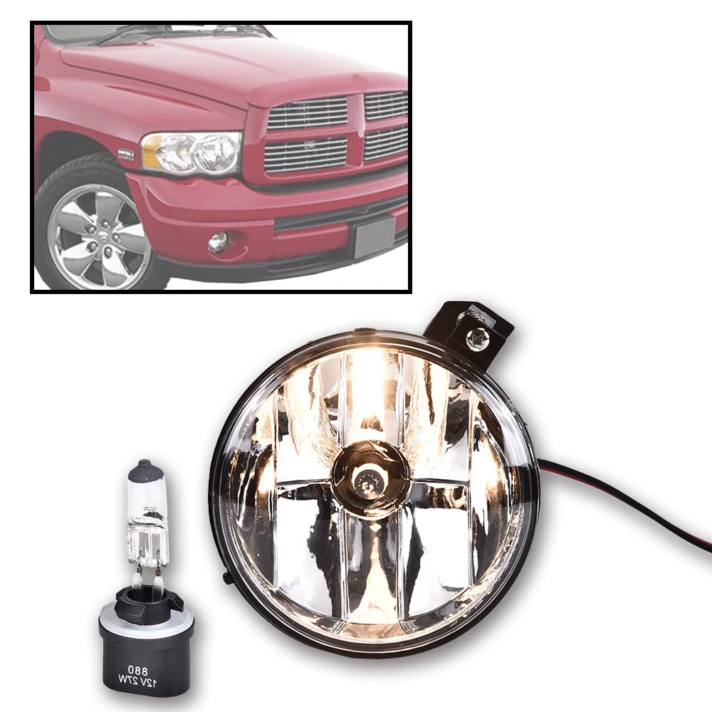 G-PLUS Fog Light Set Assembly Compatible With 2001-2004 Dakota Pickup Truck SUV/2001-2003 Dodge Durango Clear Lens Front Bumper Fog Light Lamps w/Bulbs,Passenger side (Right)