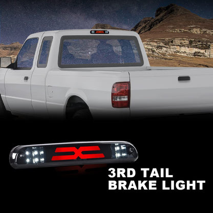 G-PLUS LED Third Type X High Mount Brake Stop Light Compatible with 1993-2011 Ranger, Fit 1999-2016 F250 F350 F450 F550 Super Duty,Fit 1995-2003 Mazda B2300 B2500 B3000 B4000 Smoky Lens Black Housing