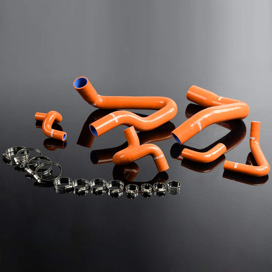 G-PLUS Silicone Radiator Coolant Hose Pipe Kit w/Clamps Compatible with Ford Mustang V8/V6 MT 1979-1983/ Mustang GT LX Cobra 5.0L 1986-1993, Dark Orange