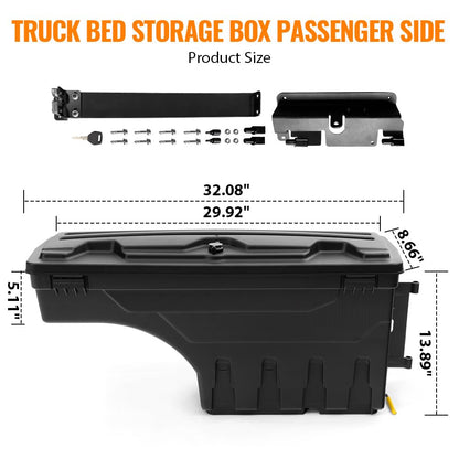 G-PLUS New Lockable Storage Box Case Compatible with Chevy Silverado GMC Sierra 1500 2500 3500 2007-2018 Truck Bed Toolbox Rear Right Passenger Side