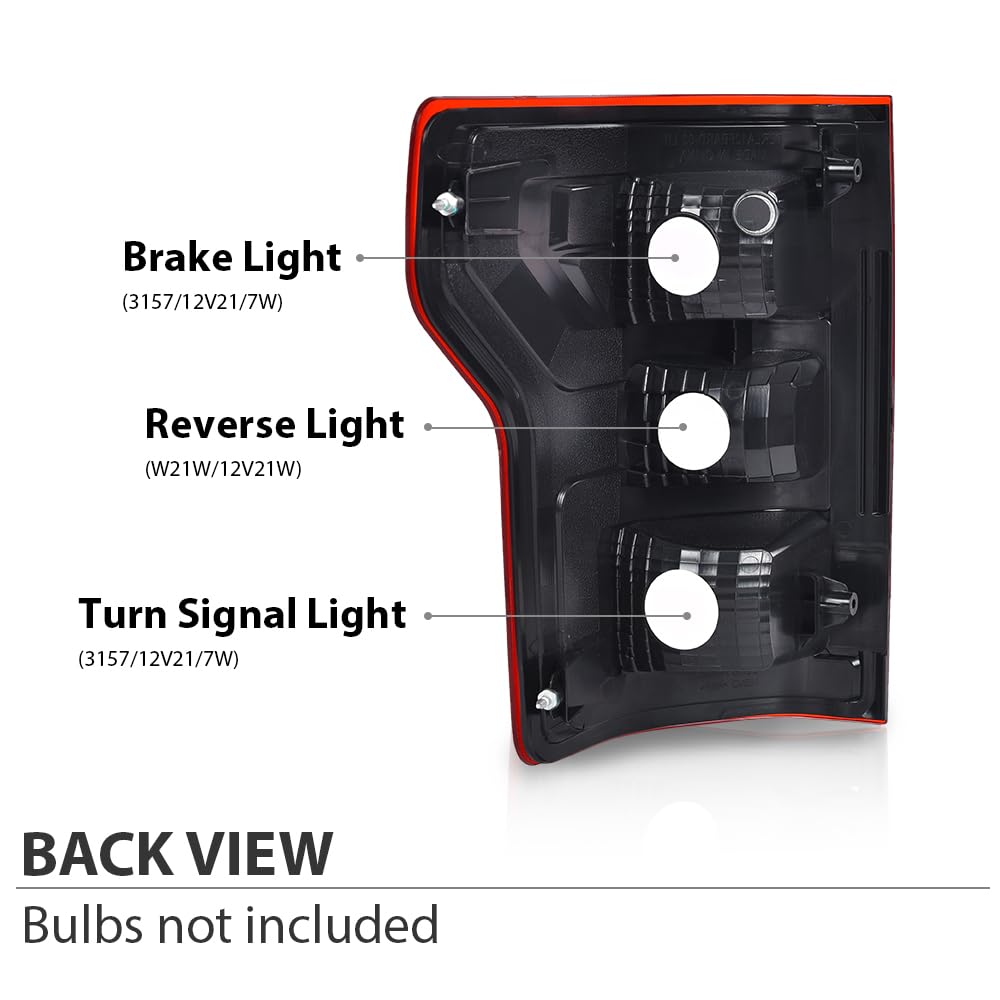 G-PLUS Tail Lights Compatible with Ford F150 2018 2019 2020,Rear Lamp w/o Bulbs & Wiring Harness Red Lens Chrome Housing Luces Traseras Left &Right Rear Brake Lamps Assembly