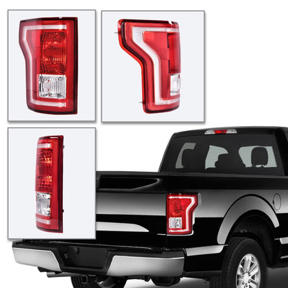 G-PLUS Tail Lights Assembly Left & Right Side Compatible with Ford F150 2015 2016 2017 Taillamps Brakelights w/o bulb Halogen Red lens FL3Z13405A-PFM FL3Z13404A-PFM FO2800239C FO2801239C