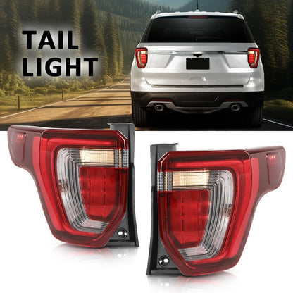 G-PLUS Tail Lights Assembly Rear Brake Lamp Left+Right with Wiring Harness & Bulb Compatible with Ford Explorer 2016-2019 FB5Z13405C Faros Traseros Luces Traseras