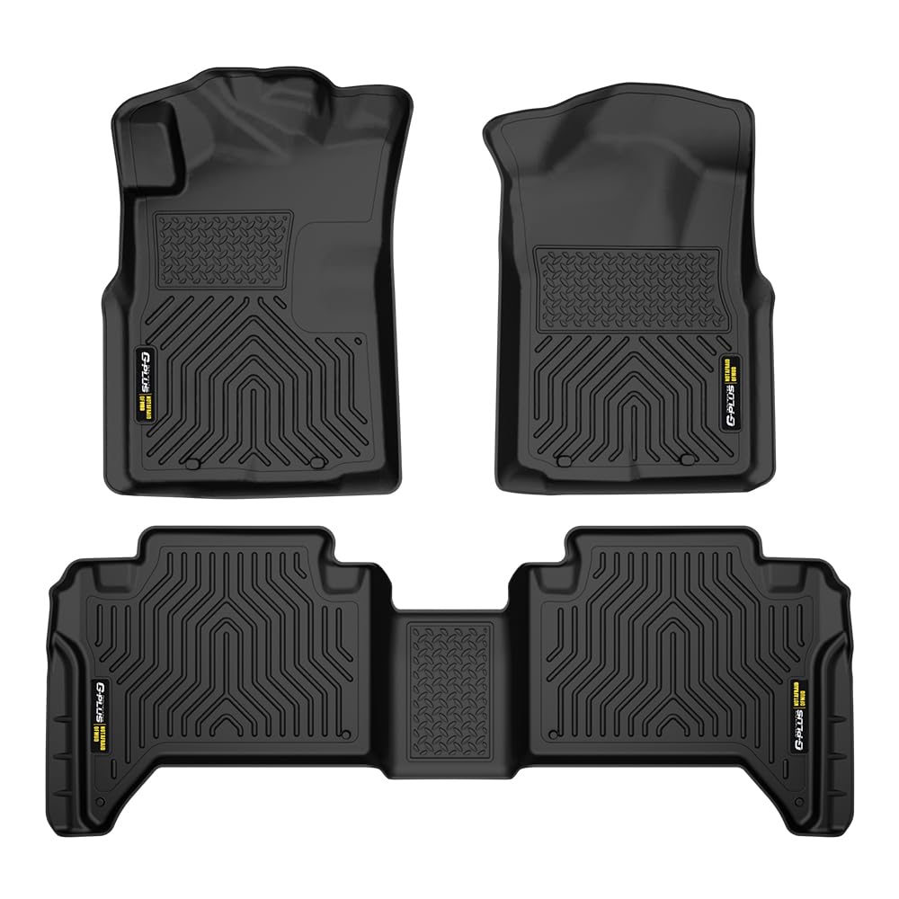 G-PLUS Floor Mats Compatible with 2005-2015 Toyota Tacoma Double Cab, Cargo Liners Black All Weather Full Cover Protection 1st & 2nd Row TPE Floor Liner