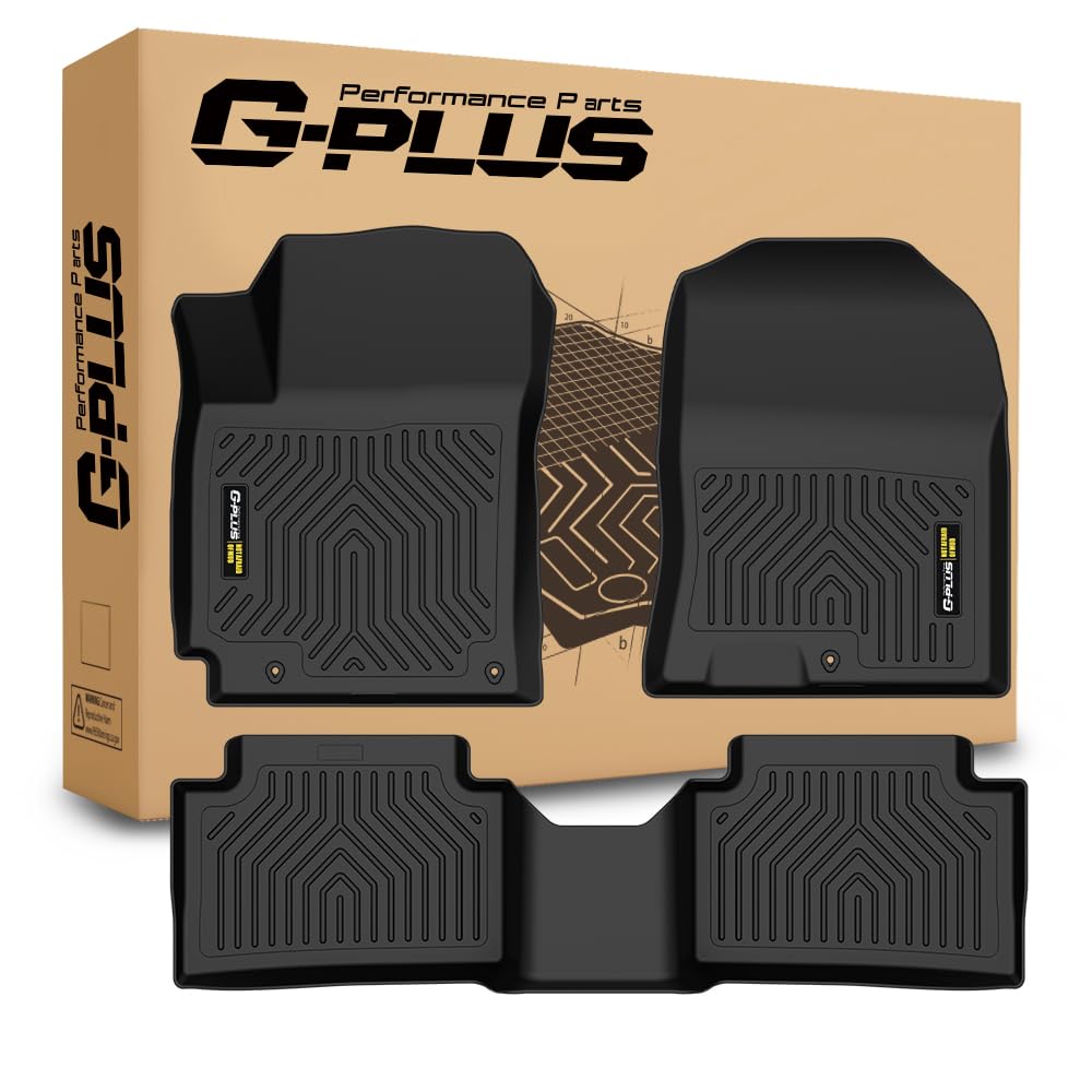G-PLUS Floor Mats Compatible with Hyundai Kona 2018-2023(NOT Fit Electric Models) Floor Liners TPE All Weather Protection Car Mats Accessories 1st & 2nd Row Black Alfombras para Carro