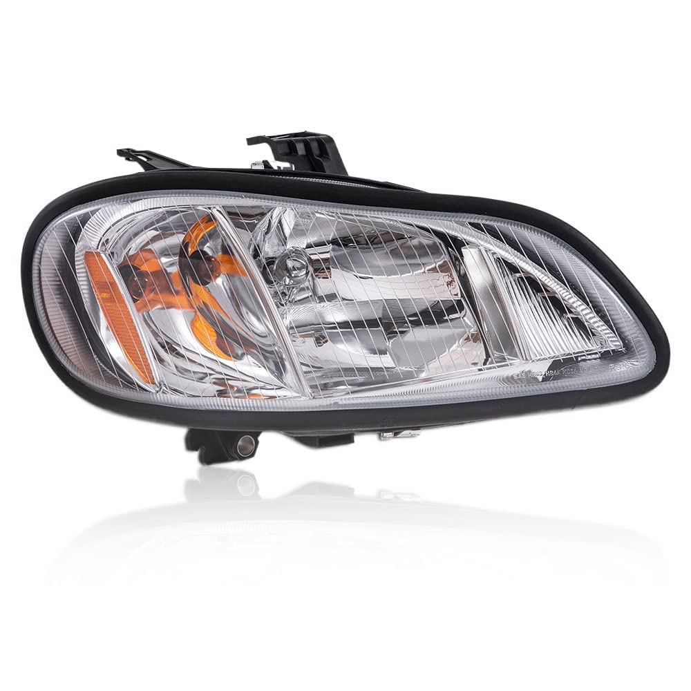 G-PLUS Headlights Assembly, Compatible with 2005-2012 Freightliner M2 Models Right Bumper Headlamps, Clear Lens Chrome Housing Amber Reflector