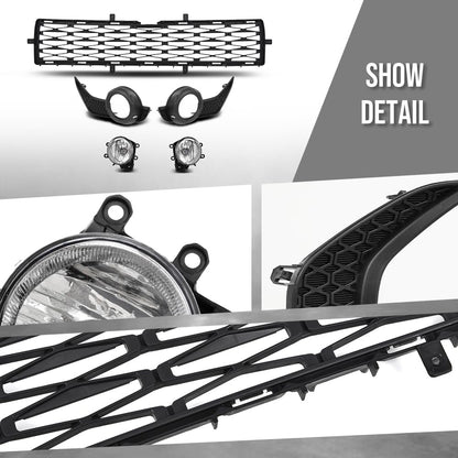 G-PLUS Front Bumper Lower Grill Fog Lights Set Compatible with Toyota 4Runner TRD / SR5 2014-2019 TO1039173, TO1036148 Black