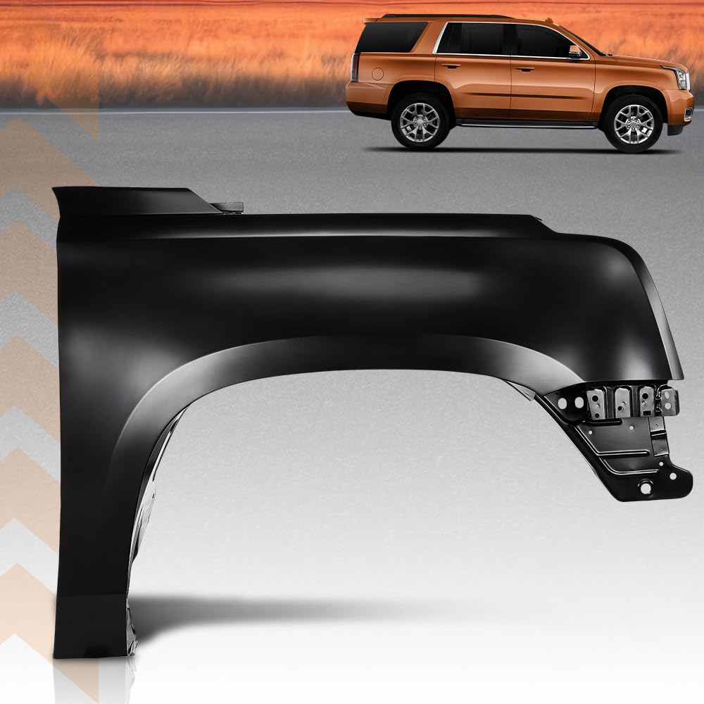 G-PLUS Front Right Passenger Side Fender Compatible with GMC Yukon/Yukon XL(submodel: Denali, SLE, SLT) 2015-2020 23272197, 22756426, 84216912, GM1241390 Black