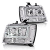 G-PLUS LED Headlights Assembly Fit Chevy Tahoe Avalanche Subarban 1500 2500 2007-2014 DRL Corner Turn Signal Headlamps Set Pair Left & Right Clear Lens Chrome Housing Clear Reflector,faros delanteros