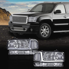 G-PLUS LED DRL Headlights for GMC Sierra 1500 1500HD 1999-2007 Smoke Chrome Clear Product Details