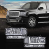 G-PLUS LED DRL Headlights Assembly, Compatible with 1999-2007 GMC Sierra 1500/2001-2007 GMC Sierra 1500 HD Bumper Headlamps, Smoky Lens Chrome Housing Clear Reflector,faros delanteros