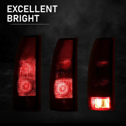 G-PLUS Tail Lights w/Bulb Left and Right Compatible with Chevy/GMC C/K 1500 2500 3500 & Silverado 1988-1999/Fit Blazer 1992-1994, Red Lens Luces Traseras Rear Brake Lamps Assembly Faros Traseros