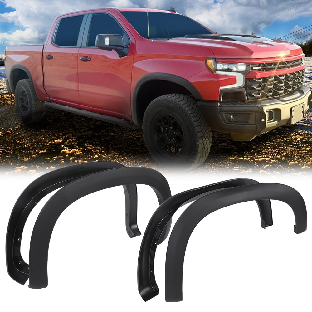 G-PLUS Fender Flares Compatible with Chevy Silverado 1500 2019-2023 Wheel Flares Not Fit Dually models (Textured Factory Style 4 PCS Front Rear)