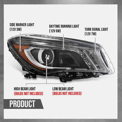 G-PLUS Headlight Right Passenger Side RH Compatible with Benz CLA250 CLA45 2014 2015 2016 without modules and ballasts 1179065600, MB2503224 Black